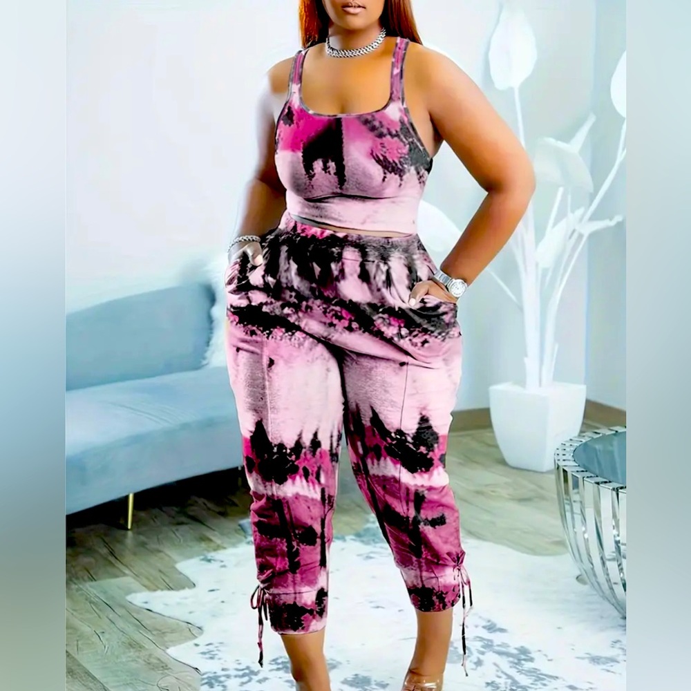 Plus tie dye two piece outfit